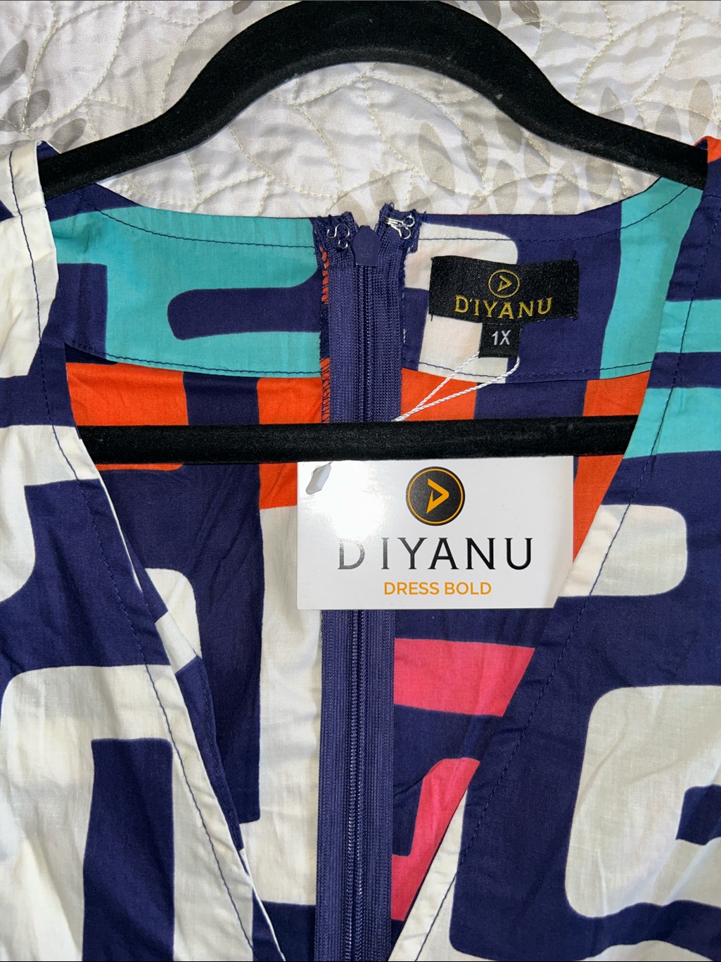 Geo Block Maxi Dress In Navy, White, Pink, Teal & Orange — image 3 of 3